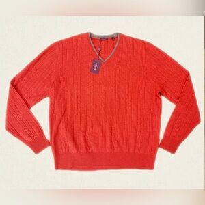 Aristo 18 V-Neck 100% Cashmere Salmon Colored Sweater
